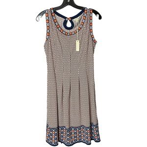 NWT Max Studio Dress MEDIUM Multicolor Sleeveless Scoop Neck Pleated Sundress